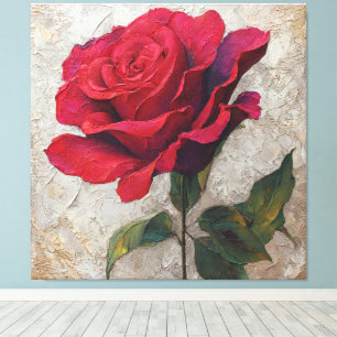 Impressão Em Tela Arte de Parede Abstrata Texturizada Flor de Rosa V