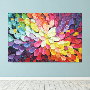 Impressão Em Tela Arte de Parede Abstrata Texturizada Multicolorida 