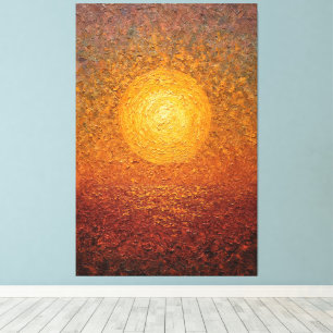 Impressão Em Tela Arte de Parede Abstrata Texturizada Sol Dourado So