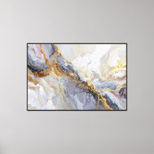 Impressão Em Tela Arte de Parede Abstrata Veias de Mármore Cinza, Br