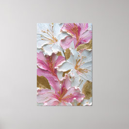 Impressão Em Tela Arte de Parede Abstrato com Textura Floral Branca 