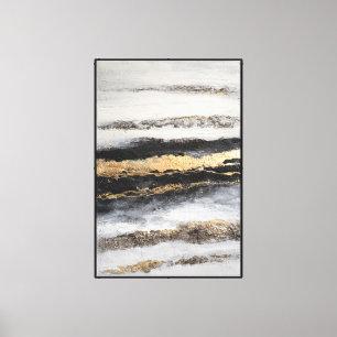 Impressão Em Tela Arte de Parede Abstrato Estratificado Preto, Branc