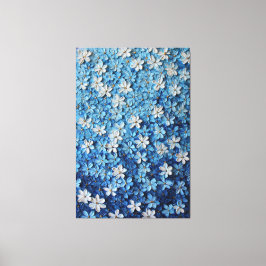 Impressão Em Tela Arte de Parede Abstrato Floral Azul e Branco