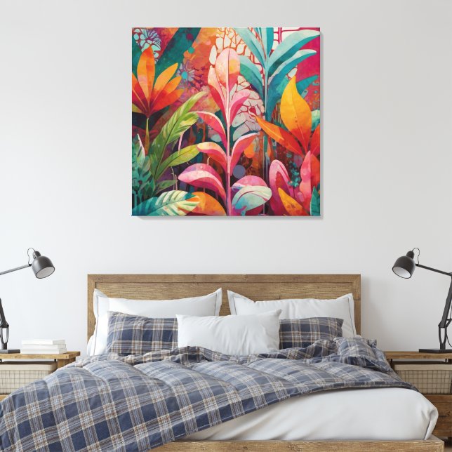 Impressão Em Tela Arte de Parede Acriólica Floral Vibrante - Rico, C (Insitu(Quarto))