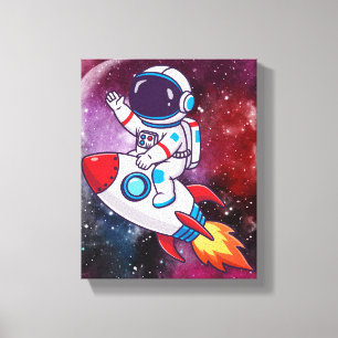 Impressão Em Tela Arte de Parede Aventura Espacial Divertida