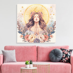 Impressão Em Tela Arte de Parede Boho Deusa   Energia Feminina Divin