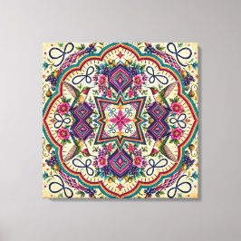 Impressão Em Tela Arte de Parede Boho Folclórico