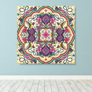 Impressão Em Tela Arte de Parede Boho Folclórico
