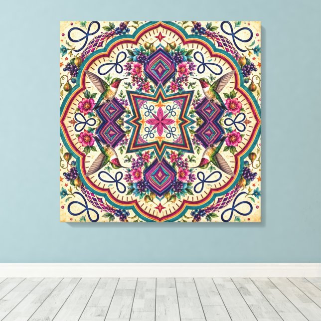 Impressão Em Tela Arte de Parede Boho Folclórico (Insitu(piso de madeira))