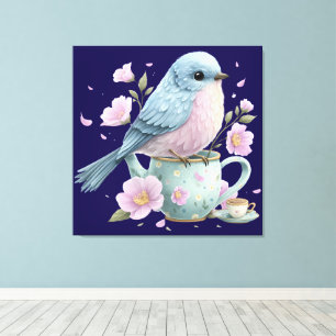 Impressão Em Tela Arte de Parede Caprichosa de Pássaro Fofo Decoraçã