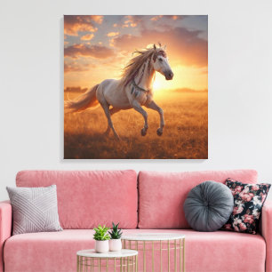 Impressão Em Tela Arte de Parede Cavalo Branco Majestoso Elegante