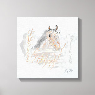 Impressão Em Tela Arte de Parede: Cavalo Pastando nos Campos