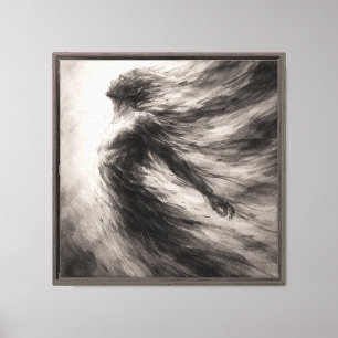Impressão Em Tela Arte de Parede da Liberdade Preto e Branco Abstrat