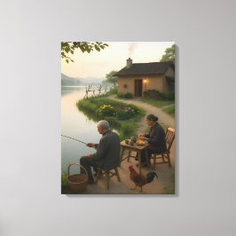 Impressão Em Tela Arte de Parede da Manhã Tranquila na Aldeia junto