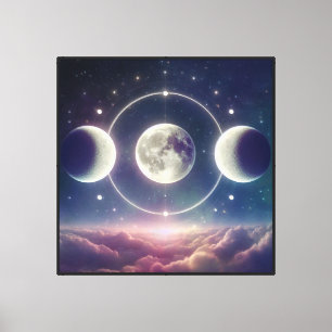 Impressão Em Tela Arte de Parede das Três Fases Lunares – Céu Lunar