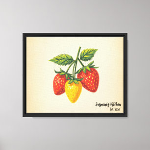 Impressão Em Tela Arte de Parede de Cozinha Morango Retro 70 - Perso