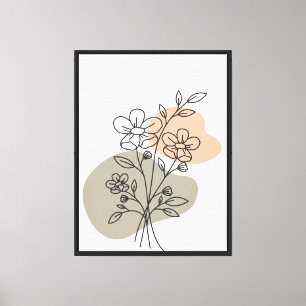 Impressão Em Tela Arte de Parede de Desenho de Linha Floral - Botâni