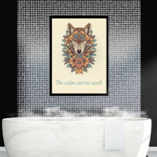 Impressão Em Tela Arte de Parede de Lobo Floral Boho em Tela