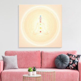 Impressão Em Tela Arte de Parede de Meditação dos 7 Chakras | Yoga E
