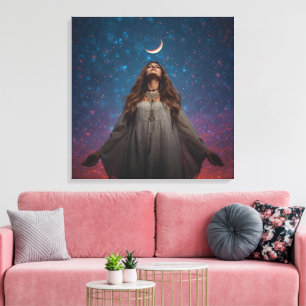 Impressão Em Tela Arte de Parede de Mulher Boho Espiritual Boemia
