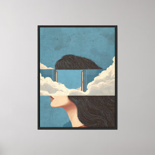 Impressão Em Tela Arte de Parede de Mulher Vintage Surreal – Edição