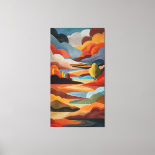 Impressão Em Tela Arte de Parede de Paisagem Abstrata em Tom de Terr