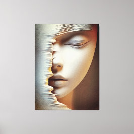 Impressão Em Tela Arte de Parede de Rosto Feminino Abstrato – Textur