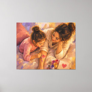Impressão Em Tela Arte de Parede de Tela Amor de Mãe e Filho Pintand