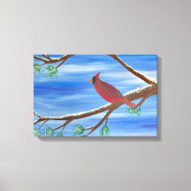 Arte de Parede de Tela Winter Cardinal