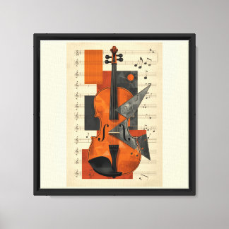 Impressão Em Tela Arte de Parede de Violino Abstrato Moderno Geométr