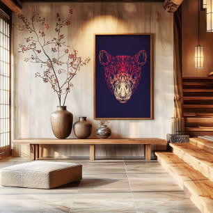 Impressão Em Tela Arte de Parede do Rato do Zodíaco Chinês Decoraç