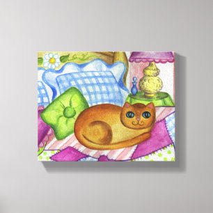 Impressão Em Tela Arte de Parede em Tela com Gato Laranja