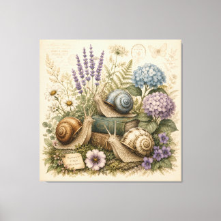 Impressão Em Tela Arte de Parede em Tela de Caracóis Botânicos Vinta