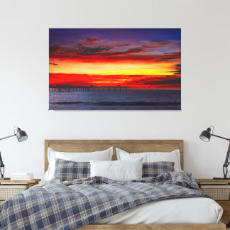 Impressão Em Tela Arte de Parede em Tela do Pôr do Sol em Ocean Beac