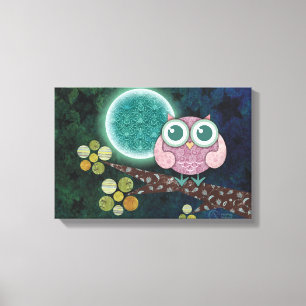 Impressão Em Tela Arte de Parede em Tela Enrolada Coruja da Meia-Noi