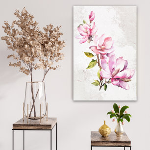Impressão Em Tela Arte de Parede em Tela Esticada de Magnólia Rosa