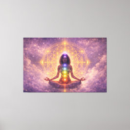 Impressão Em Tela Arte de Parede em Tela Esticada de Meditação Chakr