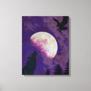 Impressão Em Tela Arte de Parede em Tela Lua do Lobo Uivando
