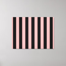 Arte de Parede em Tela Preta e Rosa Coral Listrada