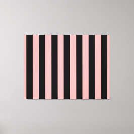 Impressão Em Tela Arte de Parede em Tela Preta e Rosa Coral Listrada