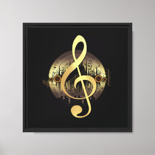 Impressão Em Tela Arte de Parede em Vinil de Clave de Sol Dourado Mú