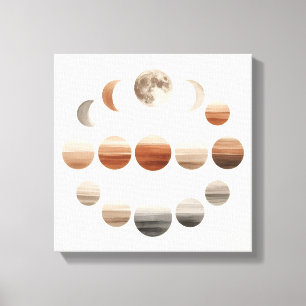 Impressão Em Tela Arte de Parede Fases da Lua Japandi para Volta às 