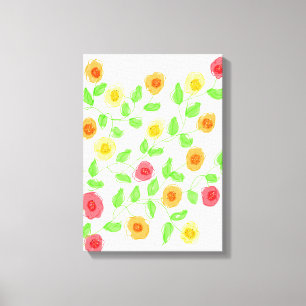 Impressão Em Tela Arte De Parede Flores Com Reds E Laranja