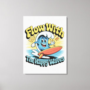 Impressão Em Tela Arte de Parede Flow Com As Ondas Felizes