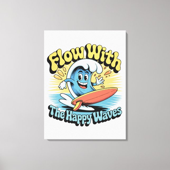 Impressão Em Tela Arte de Parede Flow Com As Ondas Felizes (Frente)