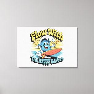 Impressão Em Tela Arte de Parede Flow Com As Ondas Felizes