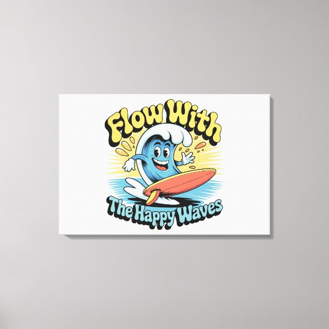 Impressão Em Tela Arte de Parede Flow Com As Ondas Felizes (Frente)