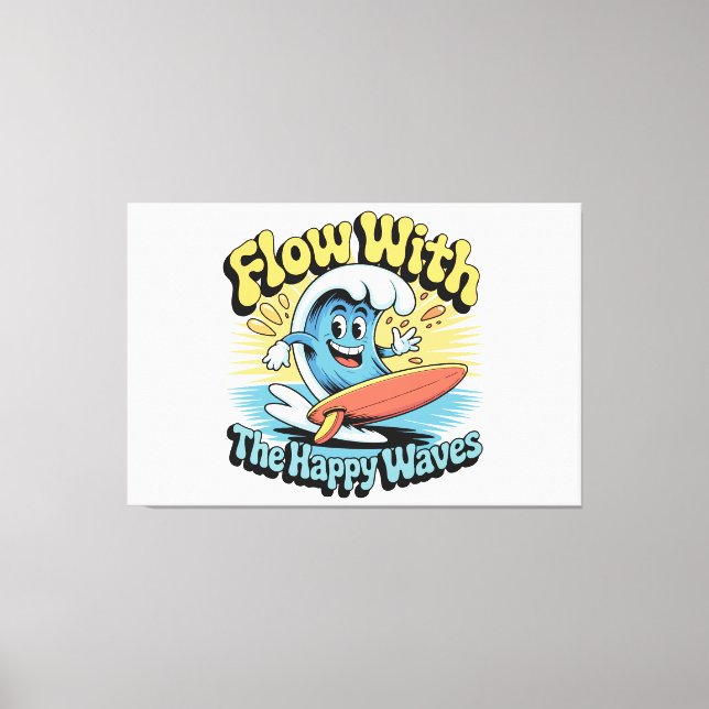 Impressão Em Tela Arte de Parede Flow With The Happy Waves (Frente)
