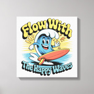 Impressão Em Tela Arte de Parede Flow With The Happy Waves