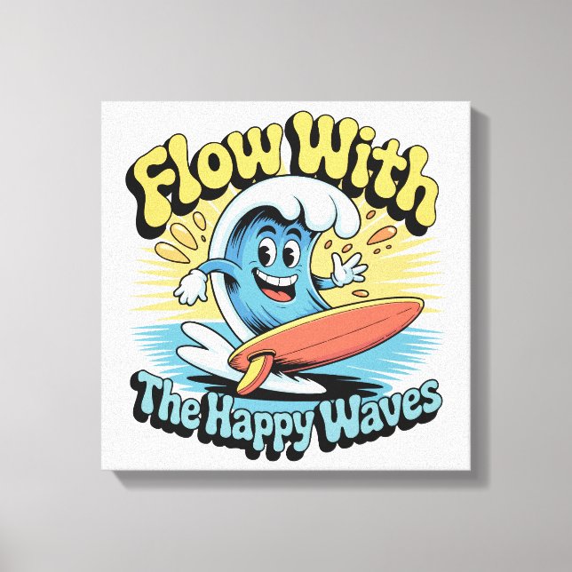 Impressão Em Tela Arte de Parede Flow With The Happy Waves (Frente)